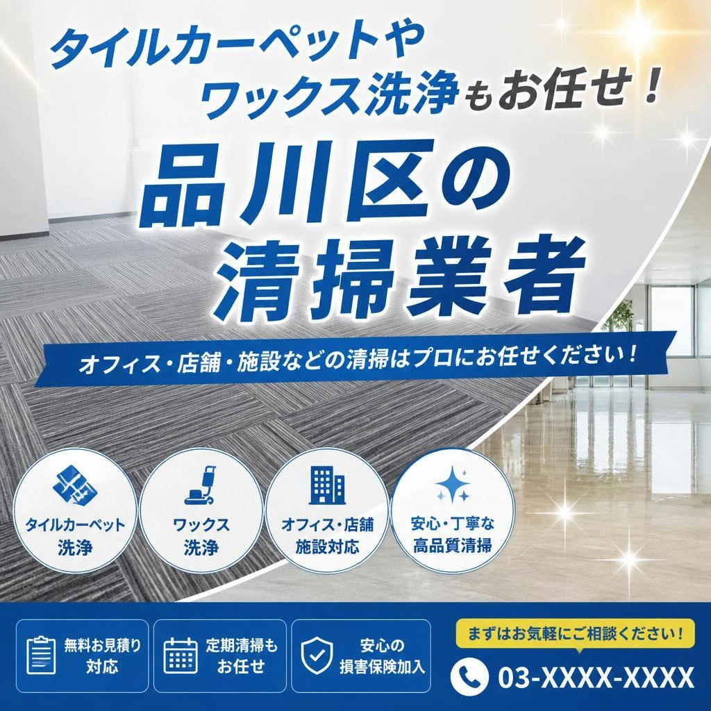タイルカーペットやワックス洗浄もお任せ！品川区の清掃業者