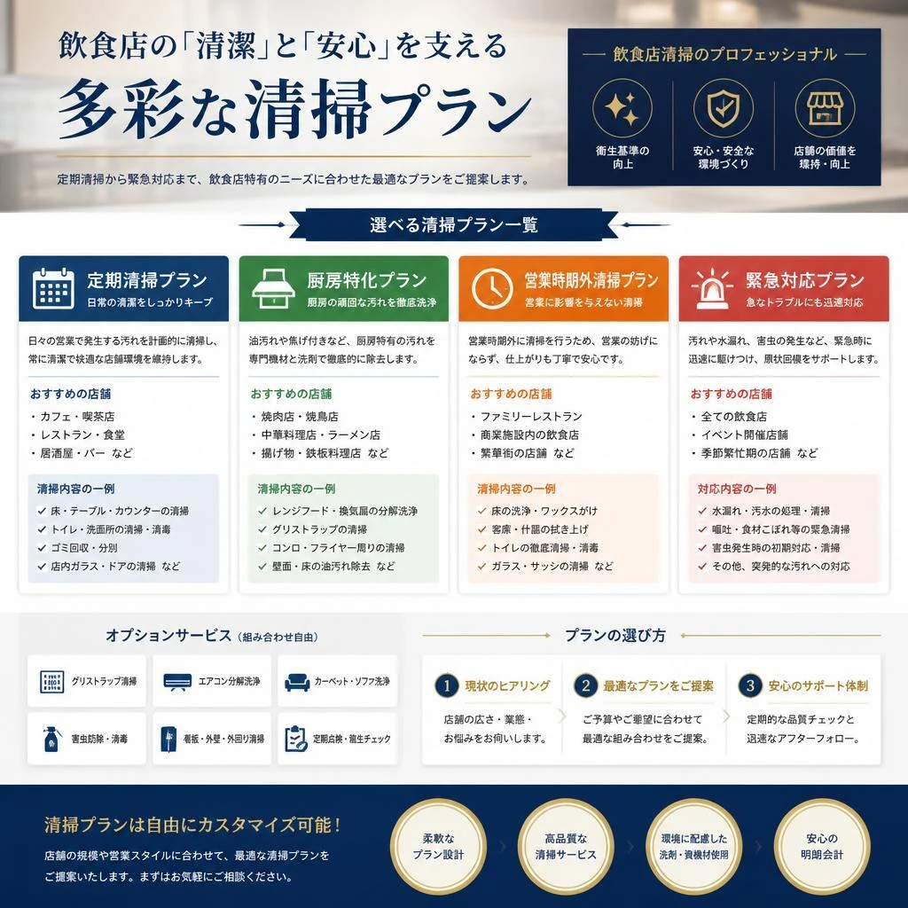 衛生状態を保つための清掃プラン