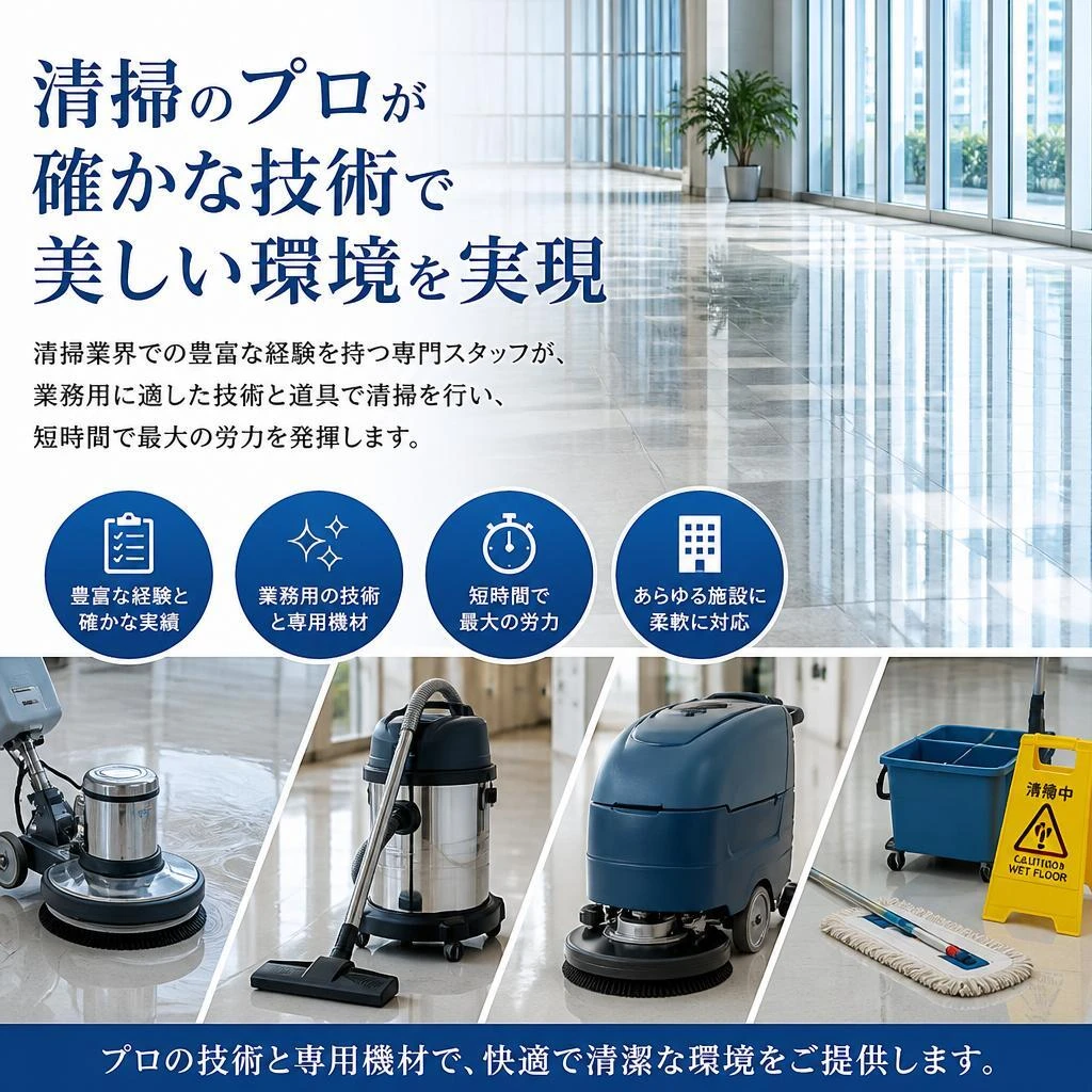 業務用特化の清掃技術