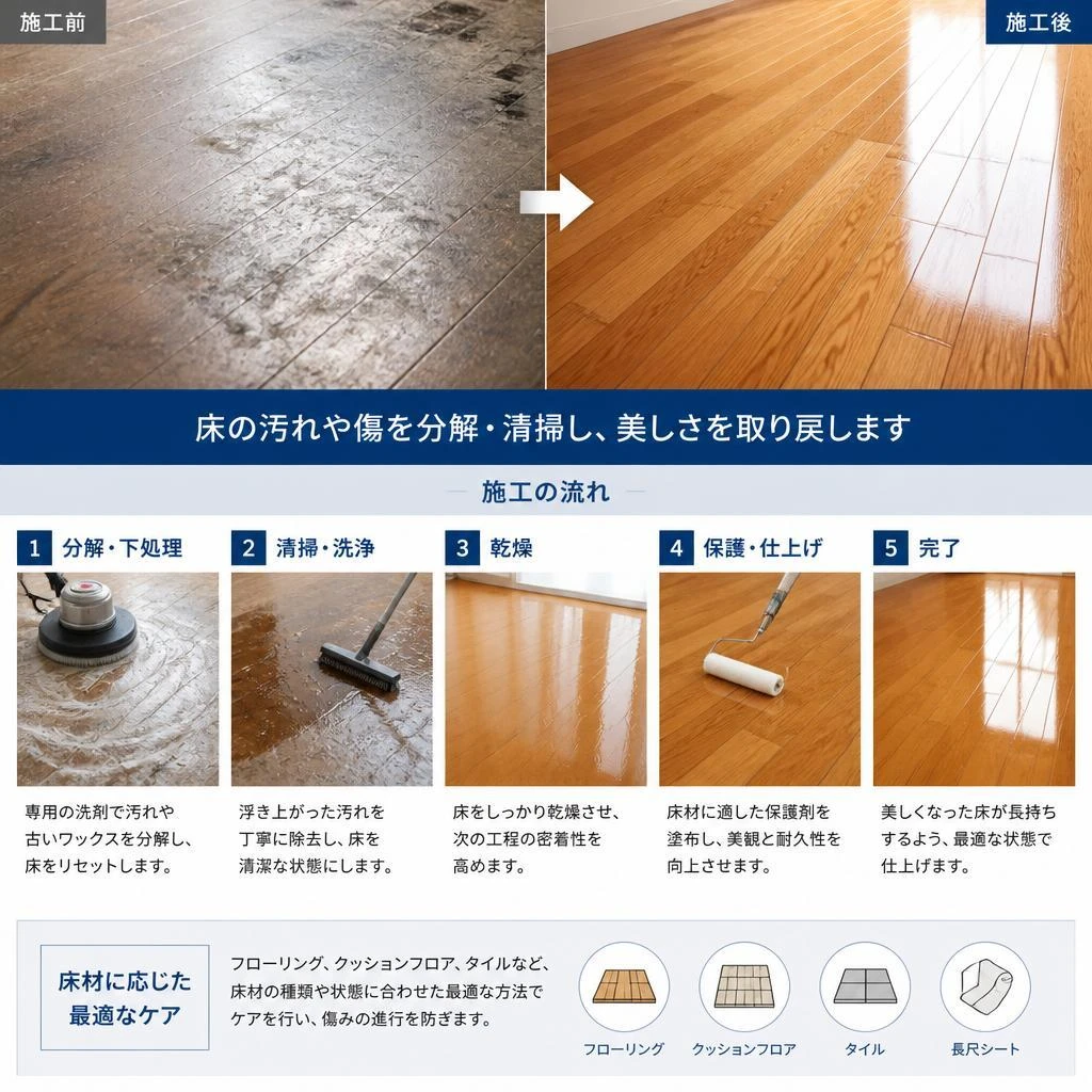 床の汚れを徹底的に除去