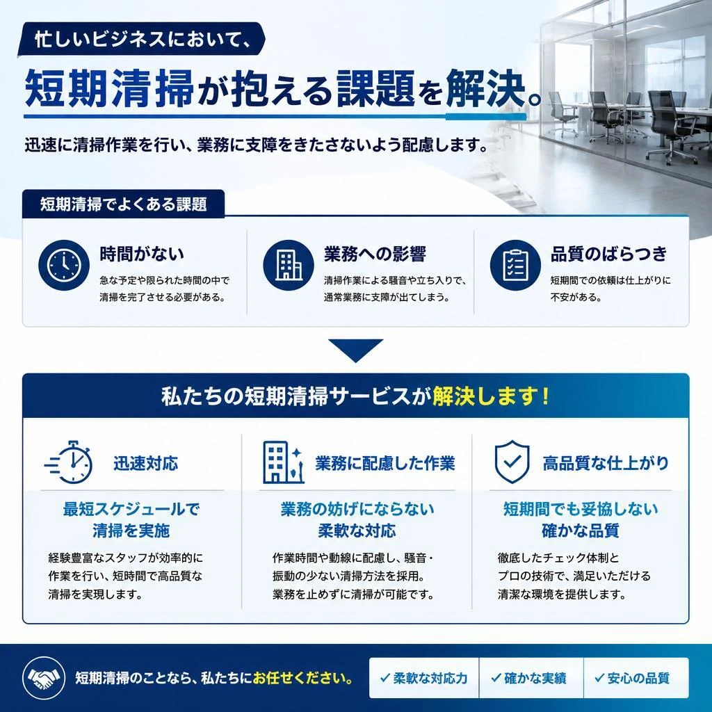 短時間での清掃で効率的に業務をサポート