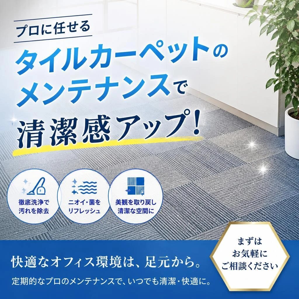 プロに任せるタイルカーペットのメンテナンスで清潔感アップ！