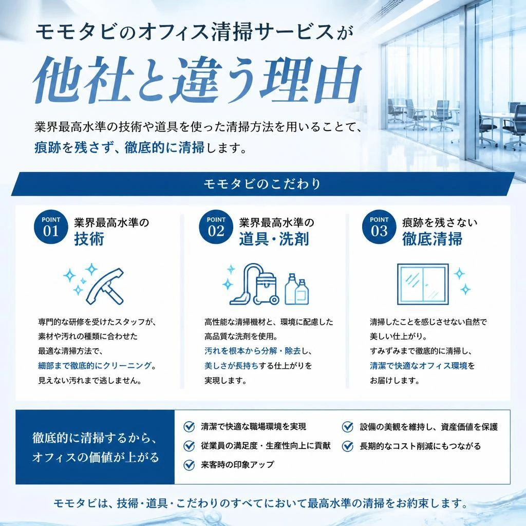 優れたオフィス清掃サービスの特徴
