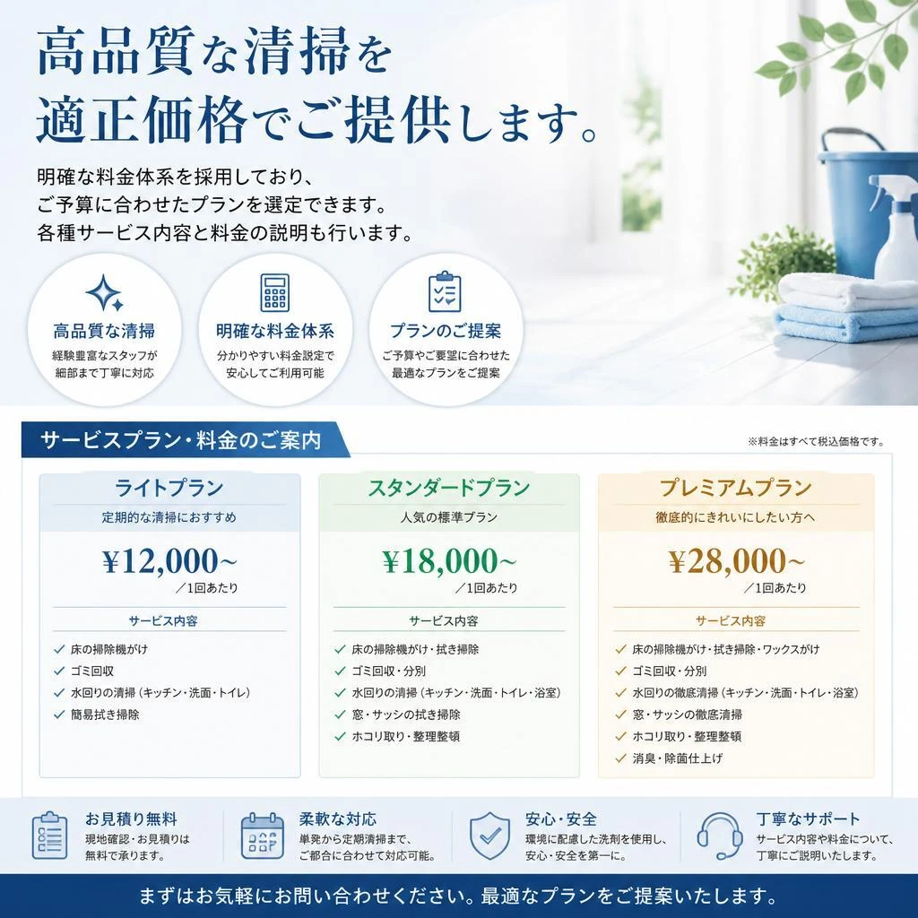 リーズナブルな清掃料金