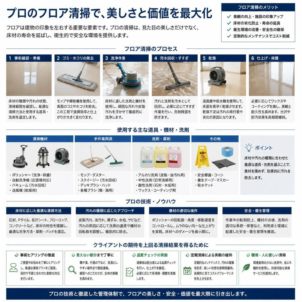 こだわりのフロア清掃