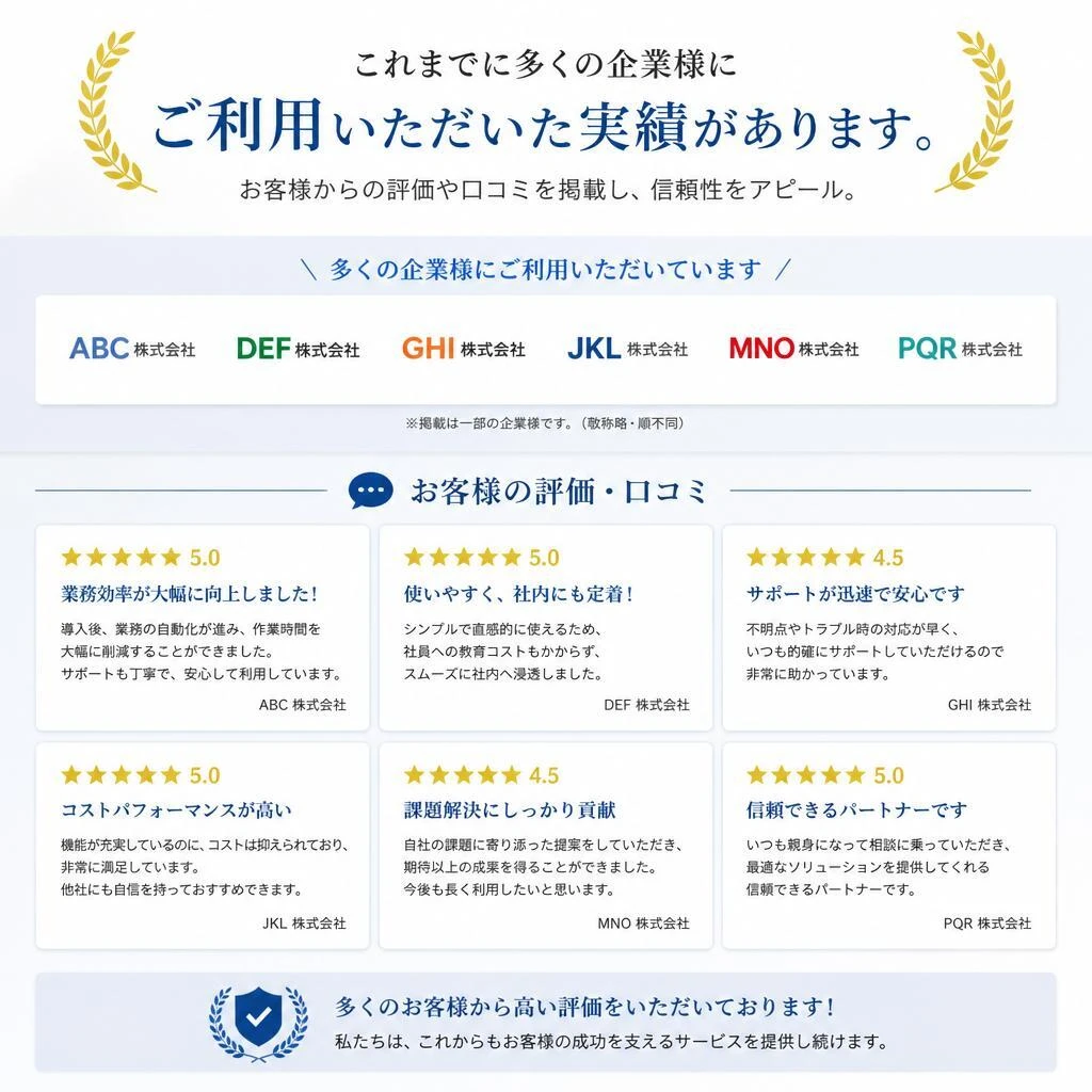 実績と信頼の証