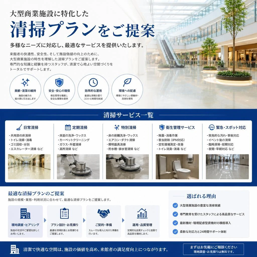 商業施設に最適な清掃プラン