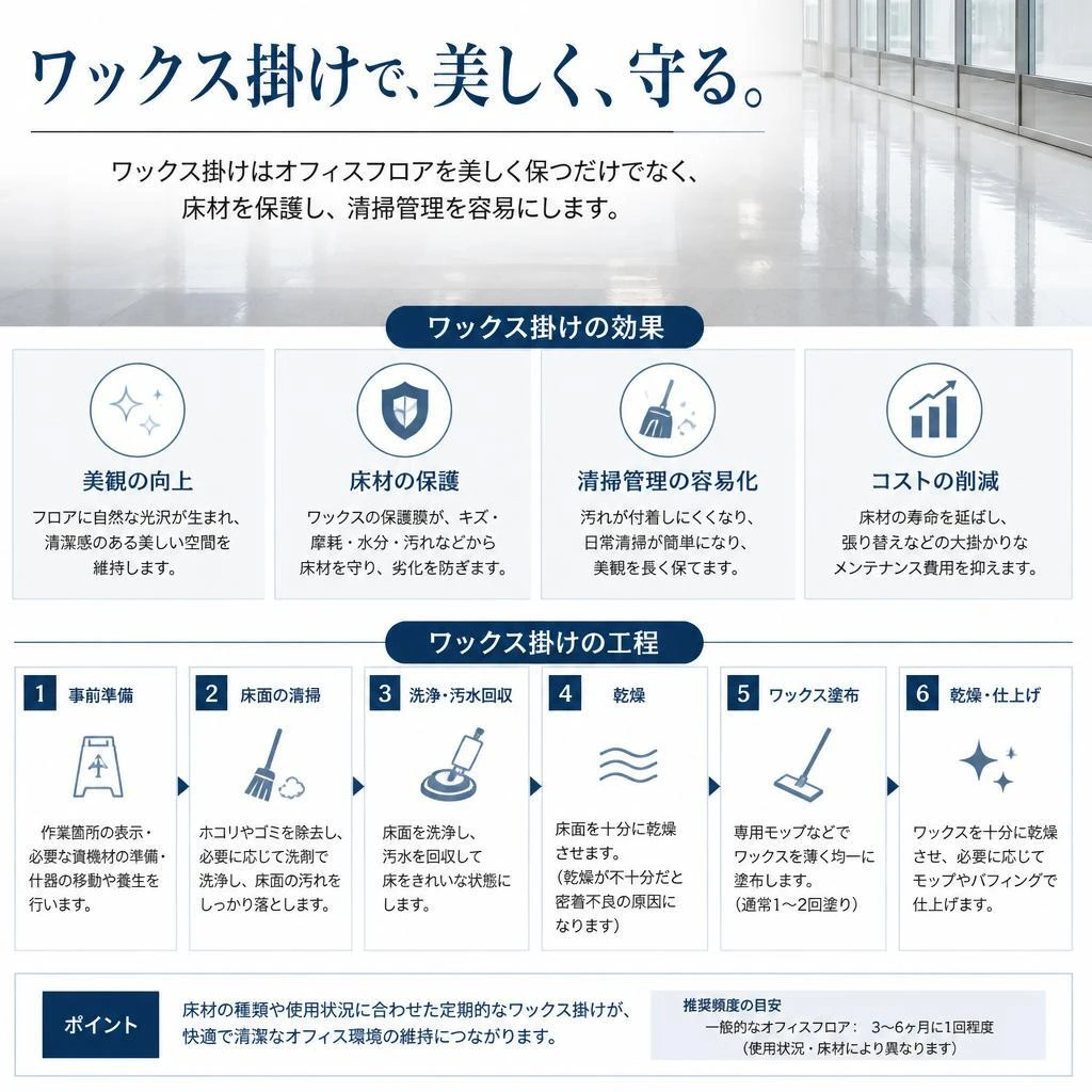 4. プロのワックス掛けで床を保護