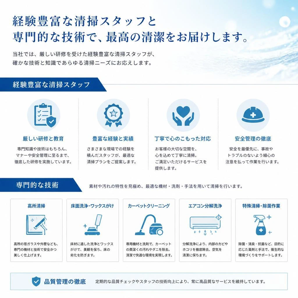 実績のあるプロの清掃スタッフ