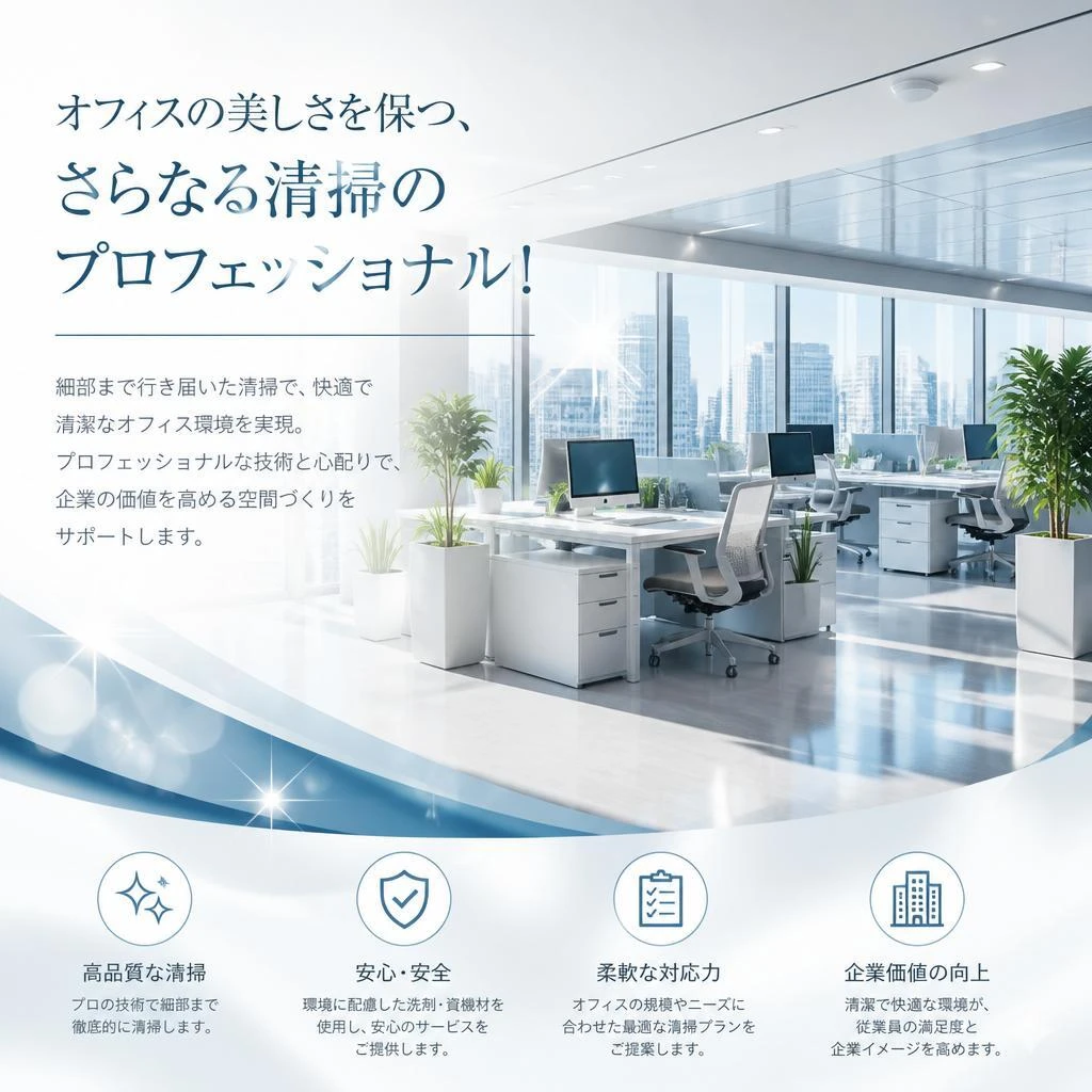 オフィスの美しさを保つ、さらなる清掃のプロフェッショナル！