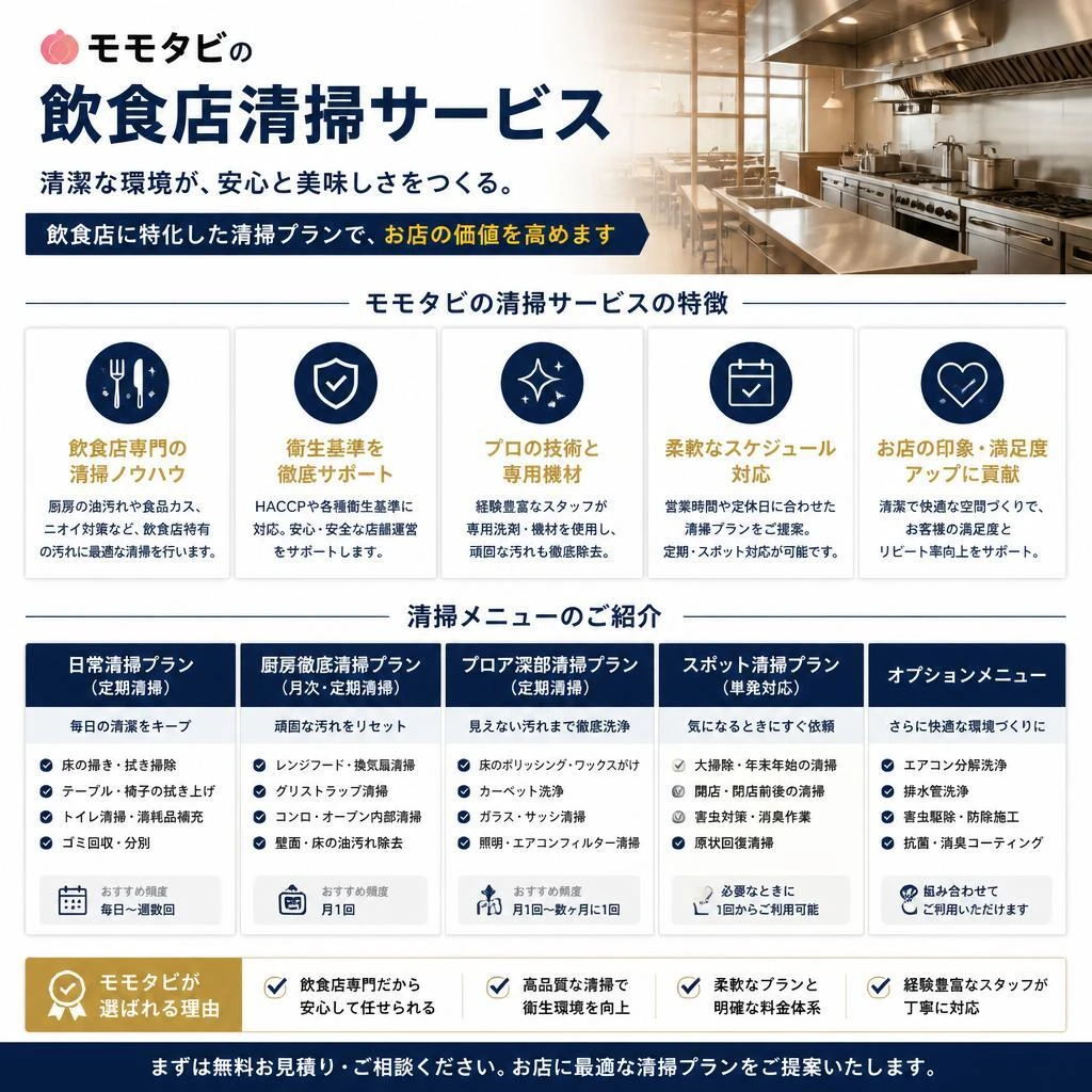 弊社の飲食店清掃サービス