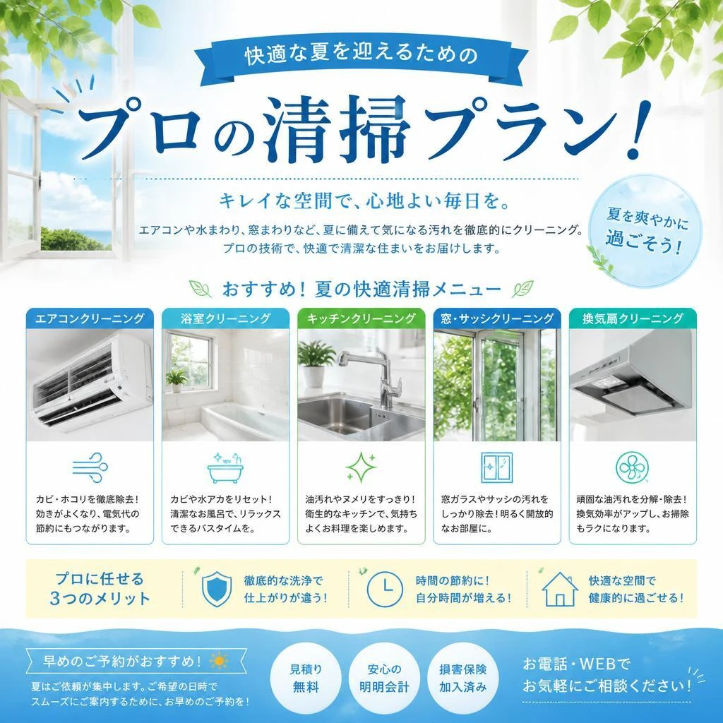 快適な夏を迎えるためのプロの清掃プラン！