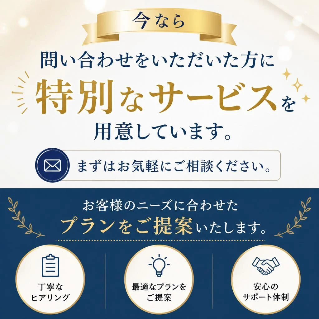 お問い合わせで特別プランを提供！