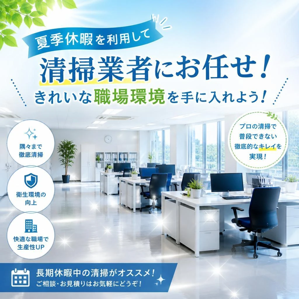 夏季休暇を利用して清掃業者にお任せ！きれいな職場環境を手に入れよう！