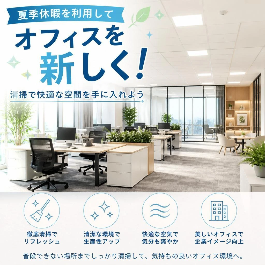 夏季休暇を利用してオフィスを新しく！清掃で快適な空間を手に入れよう
