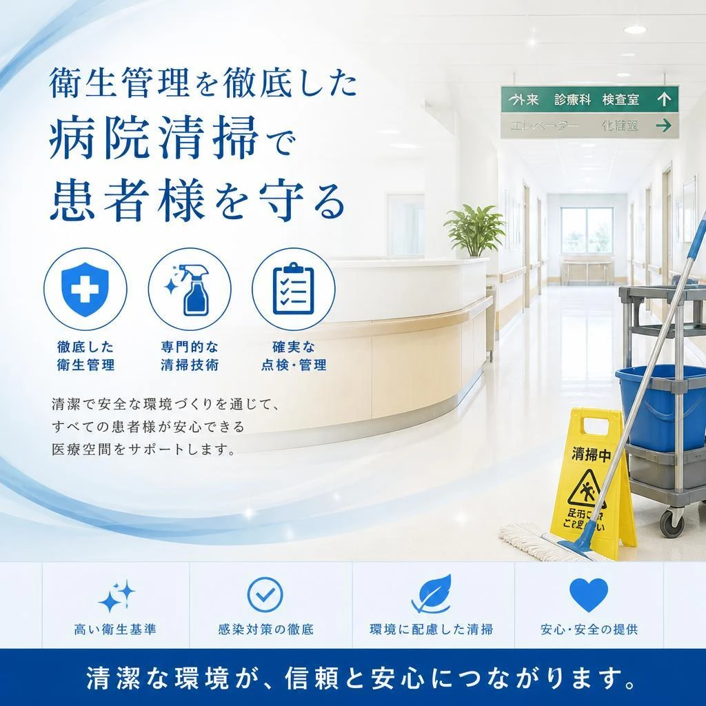 衛生管理を徹底した病院清掃で患者様を守る
