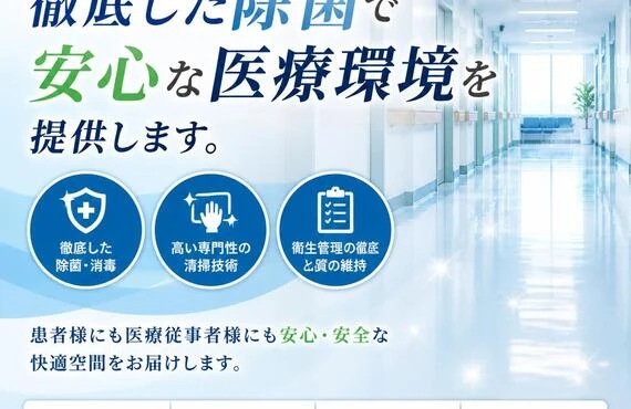 病院清掃のプロにお任せ！徹底した除菌で安心な医療環境を提供します。