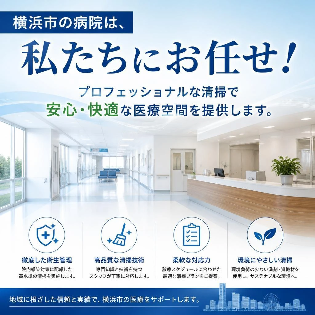 横浜市の病院は、私たちにお任せ！プロフェッショナルな清掃で安心・快適な医療空間を提供します。