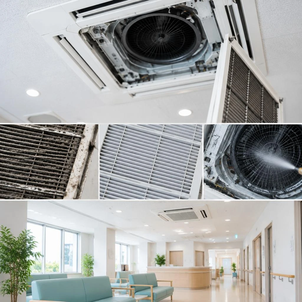 エアコンクリーニングで、院内の空調環境もすっきり